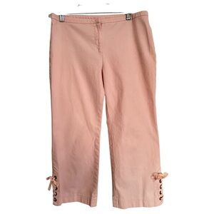 Express Stretch Pink Capris Pants with Lace Up Ankle Ties Vintage Y2K